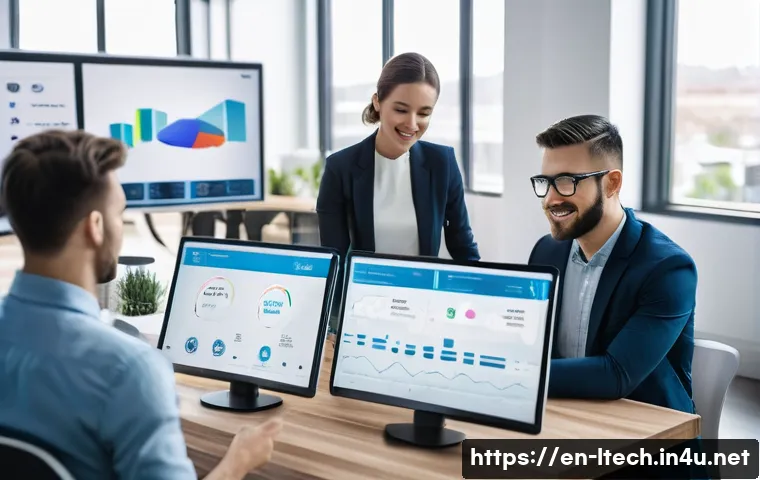 물류기술사 취득 후 창업 성공 사례 - A modern logistics startup office scene showing a diverse team of professionals collaborating over d...